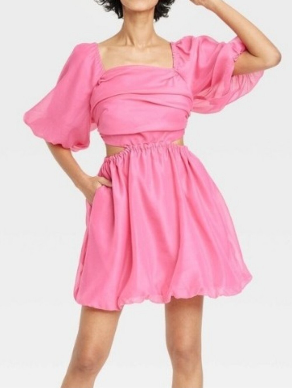 Nwt Pink a New Day Puff Sleeve Cutout Dress